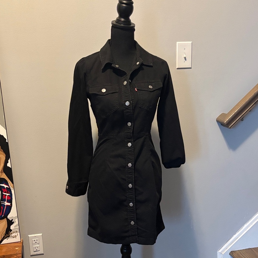 Levi's Long Sleeve Button Up Jean Dress - Black
